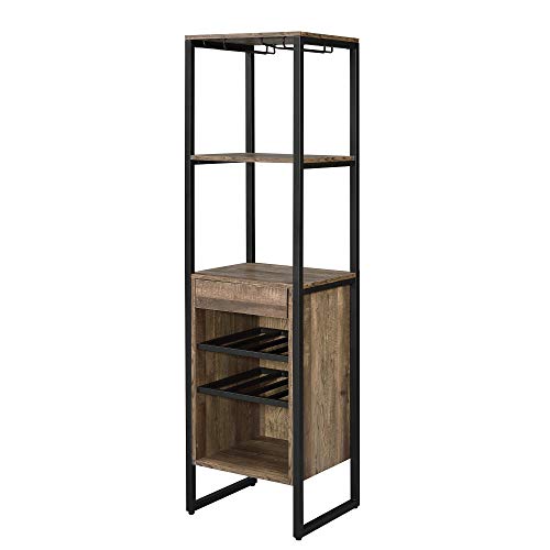 Soporte para botellas de vino Benzara de madera y metal miniatura 1