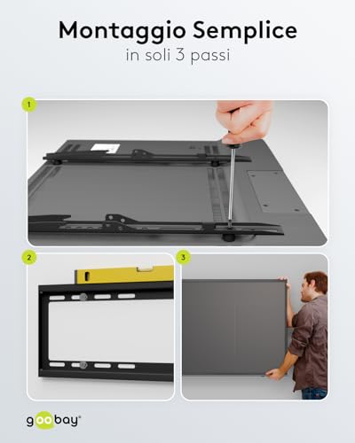 Goobay 49730 - Supporto Da Parete Da 55 Pollici, Extra Piatto, Per Televisori Grandi Da 32 A 55" Fino A 35 Kg, Vesa Max. 400 X 400 - 6