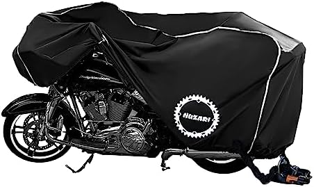 Nuzari Heavy Duty Motorcycle Cover - Outdoor Bike Storage Motorcycle Covers - Motorcycle Cover Waterproof Outdoor - Dirt Bike Covers (Black, XX-Large)
