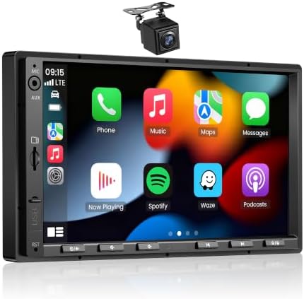 ATOTO F7WE 7 Zoll Doppel-DIN Radio mit Kabellosem CarPlay & Android Auto | In-Cell QLED-Touchscreen, Inkl. Rückfahrkamera, Bluetooth, Dual-Mikrofon, Sprachsteuerung, 12-Band-EQ, Mi