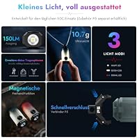WUBEN E2 Mini Taschenlampe LED Aufladbar, EDC Taschenlampe Klein mit Magnet – Ansicht 3