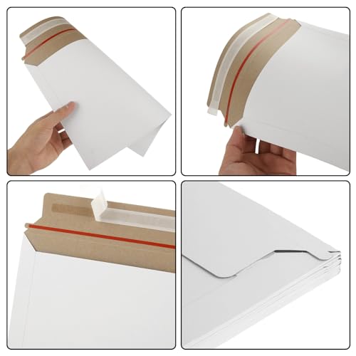 ZOFUN 50 DIN A4 Versandtaschen aus Karton, A4 Umschläge, 229 x 324 mm Briefumschläge A4 aus Karton Vollpappe, Kartonkuverts Vollpapptaschen für Broschüren Fotos Bilder Wandkalender, 229x 323 mm（Weiße）