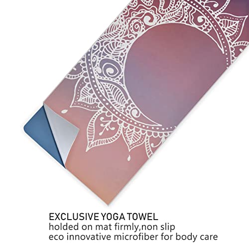 OTVEE Sun and Moon Mandala Yoga Towel,Hot Yoga Mat Towel - Sweat Absorbent Non-Slip Yoga Towel for Hot Yoga Pilates Gym Workout 73x27inch - Thumbnail 7