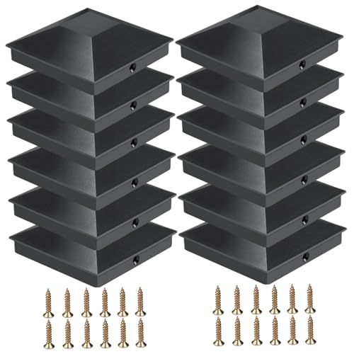 Cappucci per pali di recinzione 12 pezzi, tappi protettivi impermeabili in PP per pali 4x4 con viti di installazione, resistenti alle intemperie per recinzioni in legno, tappi per da esterno