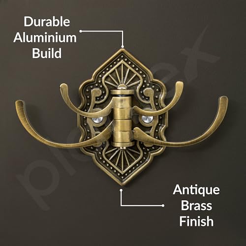 Image of Plantex Antique Robe Hook /Cloth-Towel Hanger /Door Hanger-Hook /Bathroom Accessories - Pack of 2 (Brass, Zinc)