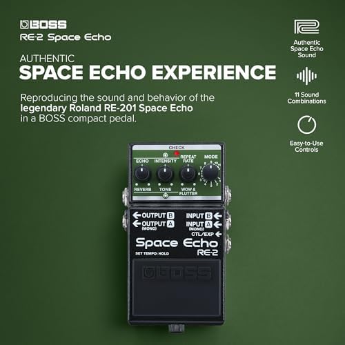 BOSS Pedal compacto Space Echo Legendario (RE-2), Negro