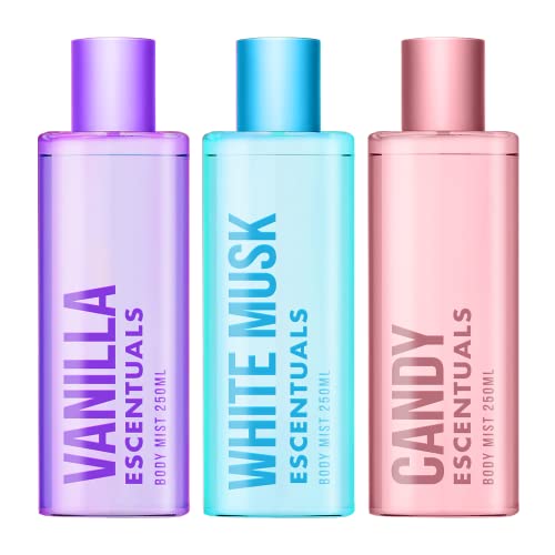 Escentuals Damen Candy Cloud Körpernebel, Vanilla, White Musk and Candy bodyspray Gemischte Duftbündel 250ml (3er-Pack)