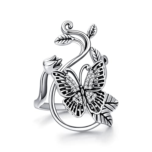 Mbsuuh Gothic Style Vintage Butterfly Rings Sterling Silver Bohemian Party Rings For Women Butterfly Jewelry For Teen Girls #TOP2