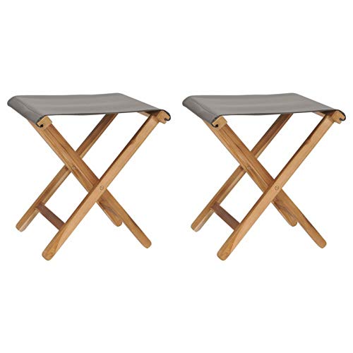 Xichuzi Sillas Plegables 2 uds Madera Maciza de Teca y Tela Gris Oscuro, Sillas Terraza Exterior, Sillas Balcon, Muebele Conjuntos, Sillas Jardin Exterior, Silla Terraza, Muebles De Jardin