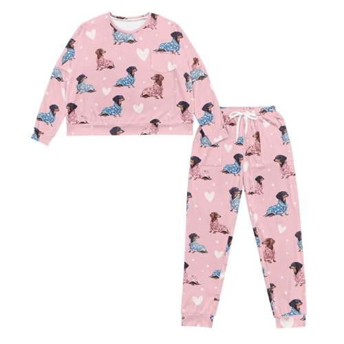 Image of Women's 2 Piece Printed Pajama Set Long Sleeve Sleepwear Set with Long Pants Casual Lounge Sets with Pocket