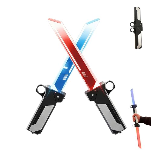 AOCQM Dual-Blade Light Sword | 2-in-1 Red/Blue Reversible Hilt Retractable Blade Fidget Toy Cosplay...