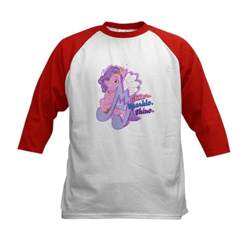 CafePress Pipp Glitter Sparkle Shine Baseball Jersey Kids Cotton Baseball Jersey, 3/4 Raglan Sleeve Shirt Red/White