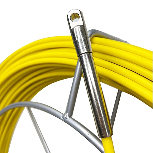 8MM 150M Fiberglass Duct Rodder Conduit Fish Tape Cable Puller Electrical Wire Puller Fiberglass Running Rod Wheel with Cage