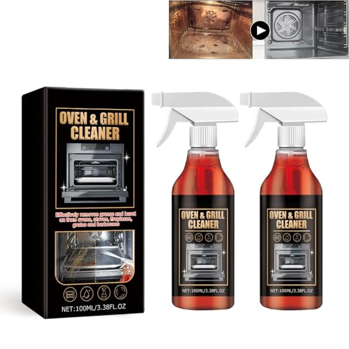 2PCS Oven and Grill Cleaning Spray, Oven Cleaner Heavy Duty Spray, Air Fryer Cleaner Heavy Duty, Stainless Steel Cleaner & Degreaser for Microwave, Air Fryer, Cookers, Hoods, Grills