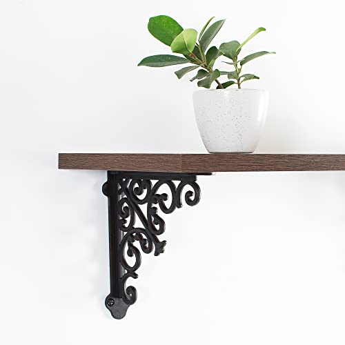 Victorian Shelf Bracket 18 X 18 Cm L-Shaped Shelf Bracket Heavy Duty Pack Of 2 (Antique Black)- Deco Window #TOP4
