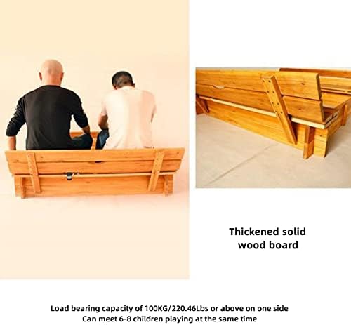 Sandbox with Cover Wooden Sandpit Sand Pit with Lid 120cm/47.24'' Square Wooden Sandpit with Fold Out Lid That Becomes Seats Sand Boxes for Kids Outdoor with Lid