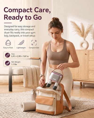 SOTHING Boot Dryer, Portable Shoe Dryer for Sneakers, Ozone Deodorizer, Retractable Hoses, 95W Rapid Drying, 3 Heat Levels, LED Touch Panel, 1–9H Timer, for Work Boots, Soccer Cleats, Gloves, Purple — view 5