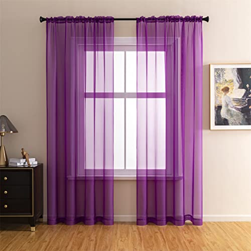 GYROHOME Lot de 2 voilages à Passe-Tringle, Filtre la lumière du Soleil, protège l'intimité en Polyester, pour Chambre à Coucher, terrasse, Aubergine, 100...