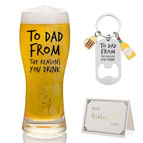 Joymaking Beer Glass Gift for Dad - The Reasons You Drink, Father's Day Gifts From Daughter Son, Funny Presents for Birthday Christmas 15oz