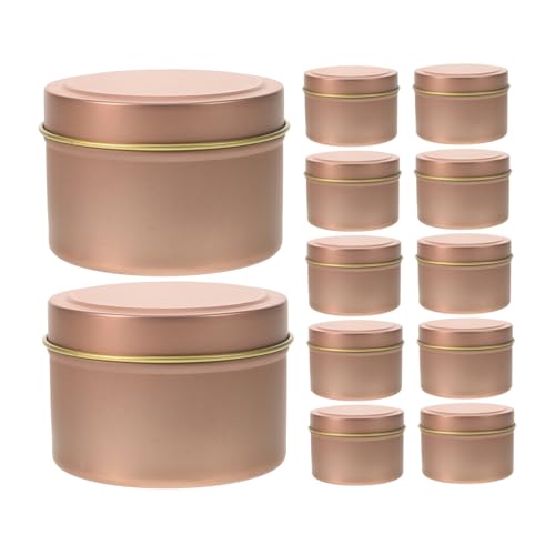 MAGICLULU 12 Piezas Tarro de Vela de hojalata envase recipientes para Velas para Hacer Velas pestaña Cajas de Velas Decoración de Velas sujetavelas latas de Velas de aromaterapia Rose Gold
