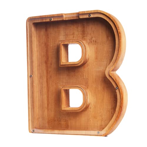 Acocoki Wooden Letter Piggy Bank For Kids, Eco Friendly Alphabet Letter Money Bank Suitable For Preschool Children Education Birthday Gift For Kids 9 Inch (B) #TOP2
