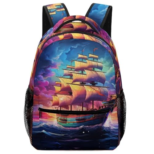 XKASKDFKE Kids Backpack with Sailboats Design and Safety Whistle