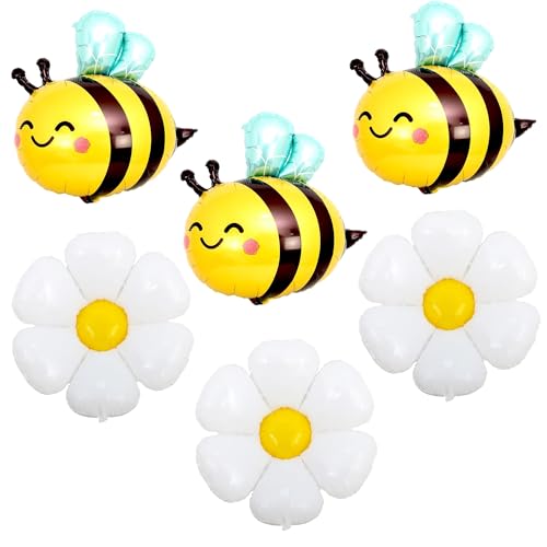 Lot de 6 marguerites abeilles décoratives ballons marguerites ballons de Pâques réutilisables pour fêtes d'abeilles décorations d'anniversaire pour...