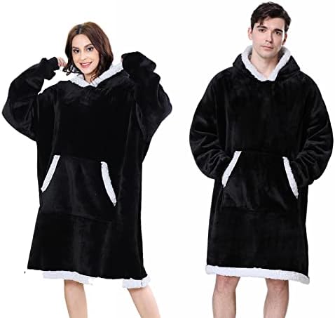 WUHUHAI Oversized Hoodie Blanket Super Soft Comfortable Blanket Hoodie Warm Giant Hoody Sweatshirt Wearable Sherpa with Front Pocket fit Men Women Teens Friends