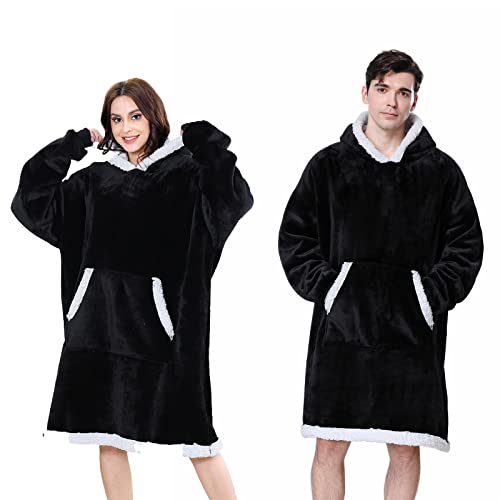 WUHUHAI Oversized Hoodie Blanket Super Soft Comfortable Blanket Hoodie Warm Giant Hoody Sweatshirt Wearable Sherpa with Front Pocket fit Men Women Teens Friends