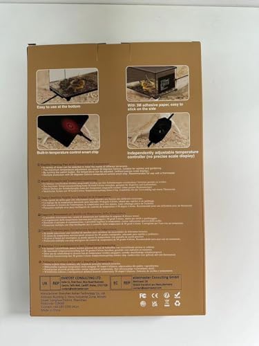 FIPASEN Reptile Heating Mat with Temperature Adjustment, 8x12 Inch Terrarium Heat Mat for Tortoise/Snakes/Lizard/Gecko/Hermit Crab/Frog/Spider/Insect Breeding/Plant Box - Upgraded Reptile Heating Pad
