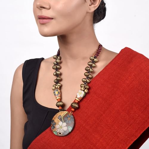 Image of AAKRITI ART CREATIONS Handcrafted Tribal & Brass Necklace Collection | Floral, Leaf & Elephant-Inspired Artisan Jewelry | Dhokra, Glass & Ethnic Statement Necklaces for Women