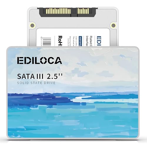Ediloca 256GB SSD Internal Solid State Drive, 2.5' SATA III 6Gb/s, Up to 560MB/s Read Speed, 3D NAND Flash, Shock Drop-Proof for PC/Laptop/Desktop/NAS, Compatible with Windows/Mac/Linux (ES580E)