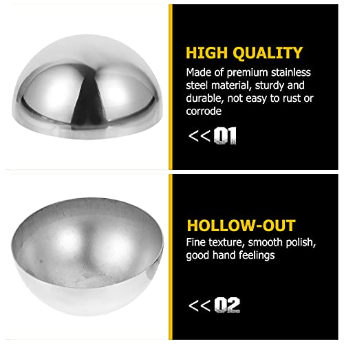 Yardwe 3Pcs Gazing Ball Stainless Steel Hollow Ball Half Round Ball Mirror Ball Outdoor Hemisphere Ball Garden Decor For Home Road Yard Patio Ornament #TOP3