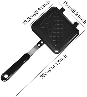 Grilled Sandwich Maker, Not-Stick Coating and Heat-Resistant Handles Not Stick Aluminum Flip Pan Breakfast Stove Toaster for Indoor Outdoor Camping Sandwich