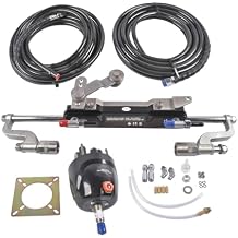 300HP Hydraulic Outboard Boat Steering Kit HSX-300HP-B for Outboard Boats, 6.9 Mpa/1000psi, 2 x 26ft Hoses, Two-Way Lock, Hydraulic Cylinder, Helm Pump Weonefit