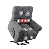 Phoenix Home Power Lift Recliner Chair for Elderly Electric Single Massage Sofa for Living Room with USB Ports, Side Pocket, Gray