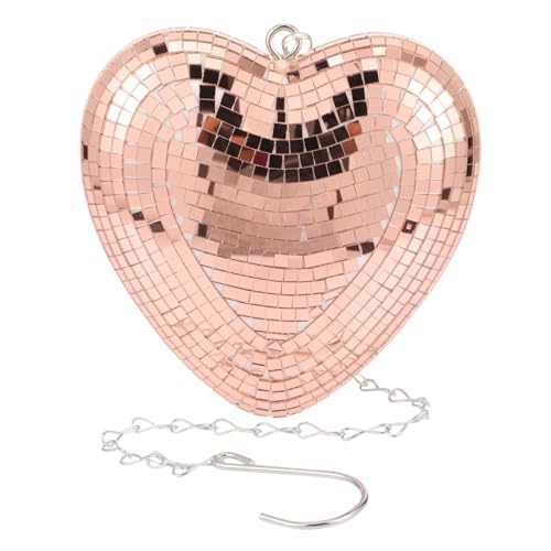 Bola espejada en forma de corazón colgante Ciieeo, acabado dorado rosa, para bodas y fiestas temáticas miniatura 1