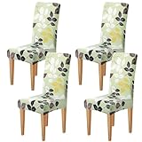 Dioxide Coprisedie con Schienale 4 Pezzi, Copri Sedia da Cucina Tessuto Confortevole,Universali Coprisedia Elasticizzati, Moderno Fodera Sedia per Soggiorno,Cucina,Casa (Stampa-Amore per la Casa)