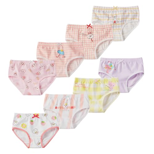 Girls Cotton Underwear Tagless Baby Panties for 2-10 Years Toddler Panties Soft Breathable Assorted Briefs 8 Packs