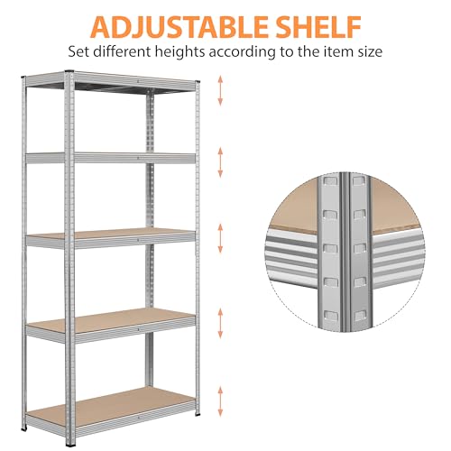 Topeakmart 5 Tier Storage Rack Heavy Duty Adjustable Garage Shelf Steel Shelving Unit, 71in Height, 1 Bay Garage Shelf thumbnail 6
