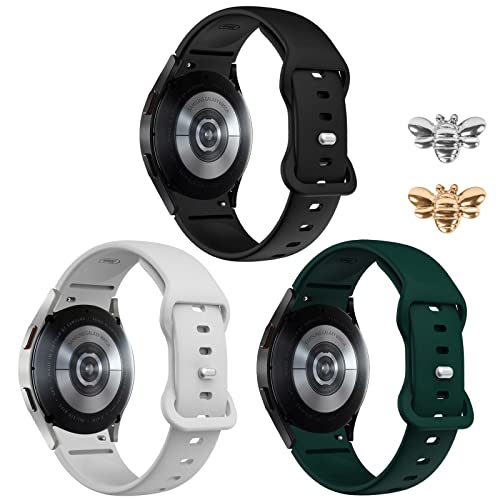 Galaxy Watch 4 40mm Bracelet, 20mm Silicone Bracelet avec Accessoires Décoratifs pour Galaxy Watch 4 40mm/44mm, Galaxy Watch 4 Classic 42mm/46mm, Galaxy Watch 5 40mm/44mm, Galaxy Watch 5 Pro 45mm Cover