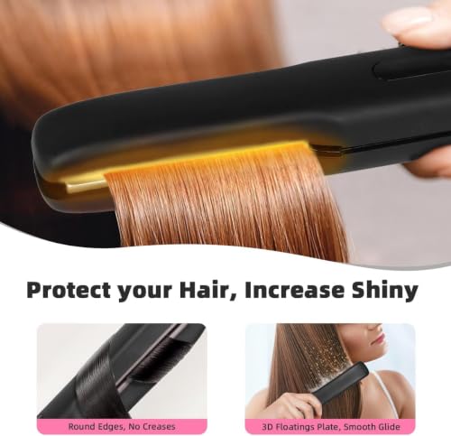 Cordless Hair Straightener, Travel Flat Iron Rechargable for Women, Portable Mini Hair Straightener and Curler 2-in-1, Fast Heating, Adjustable Temp for Car,Travel, On-the-Go Styling(Black) - Image 4