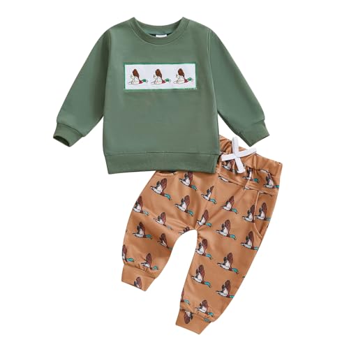 Image of Toddler Baby Boy Hunting Clothes Mallard Duck Hunting Sweatshirt Top Camo Pants Set 2Pcs Infant Fall Outfit
