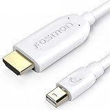 Fosmon HD1912 Mini DisplayPort to HDMI (15 FT), Mini DP [Thunderbolt Port Compatible] to HDMI Cable Adapter For Surface Pro, MacBook Pro, iMac, Mac Mini - Gold Plated (White)