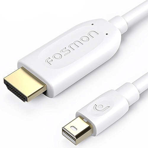 Fosmon HD1912 Mini DisplayPort to HDMI (15 FT), Mini DP [Thunderbolt Port Compatible] to HDMI Cable Adapter for Apple Surface Pro, MacBook Pro, MacBook Air, Mac, Mac Mini - Gold Plated (White)