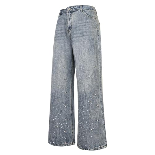 Jean décontracté strass à jambes larges doté d'une coupe denim ample et fluide - 3