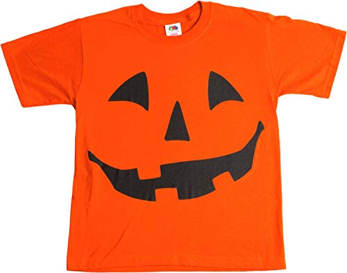 Jack O' Lantern Pumpkin Youth T-Shirt/Easy Halloween Costume Fun Tee-Orange-Large #TOP2