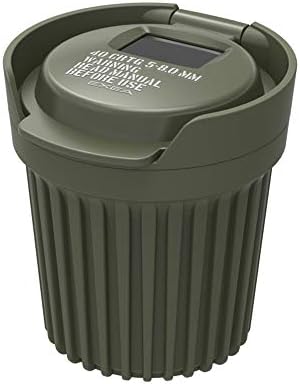 EXEA Portable Ashtray, mounts in a Cup Holder, Thick lid, Rugged Design, Solar-Powered LED, Designed in Japan, Military Green, EN-18