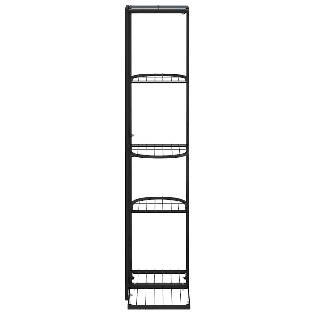 Fioriera a 5 ripiani in metallo nero, 43 x 22 x 98 cm, mensola per piante, balcone, patio, soggiorno, con supporto per vaso e mensola per erbe aromatiche, orchidee e piante grasse