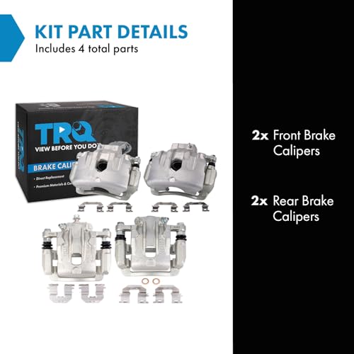 Image of TRQ Front and Rear Brake Caliper Set Zinc Coated Brackets Hardware Compatible with 2011-2013 Kia Optima